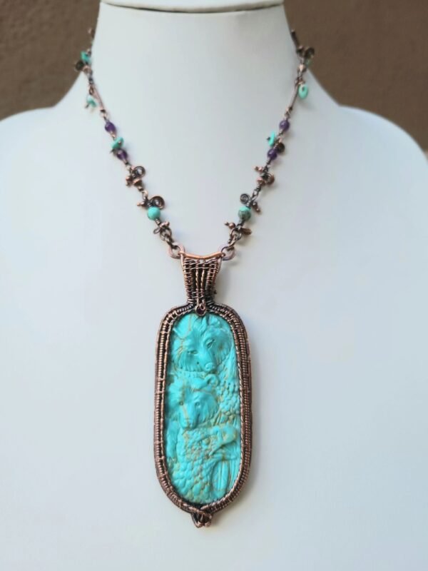 '🦋Kingman Turquoise🦋' Wolf/Bear/Eagle Pueblo Indian Carved Talismam