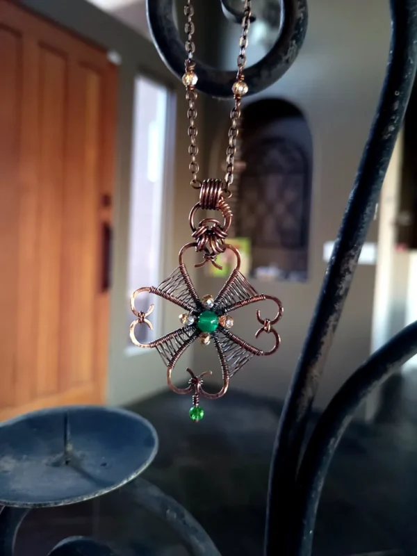 '🍀Hearts of Clover☘️ Green Agate & Swarovski Crystals - Image 3