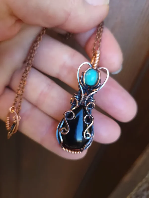 AZULA! Kingman Turquoise and Black Onyx. Gorgeous Pendant! Perfect blend of Gemstone Beautification!