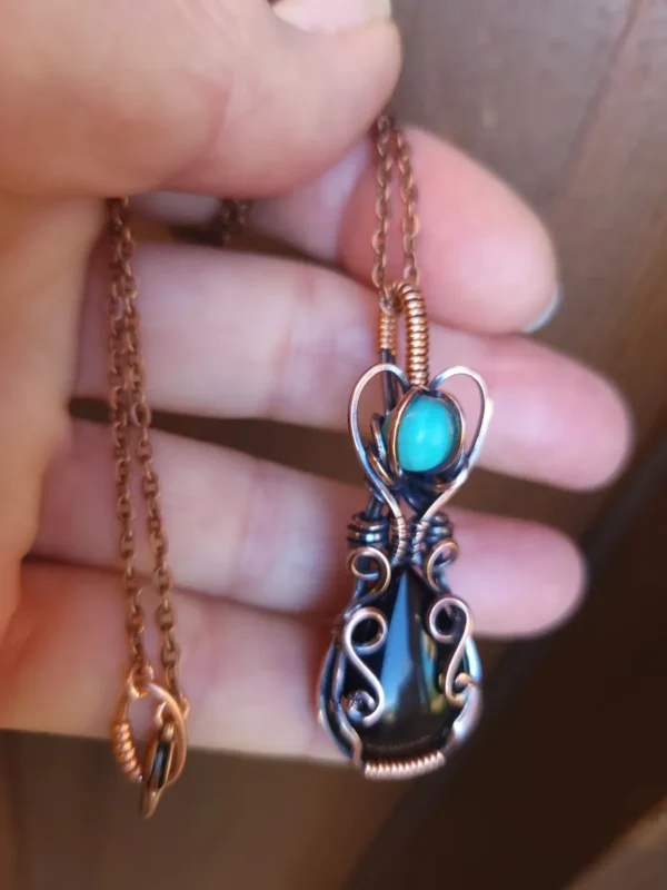 AZULA! Kingman Turquoise and Black Onyx. Gorgeous Pendant! Perfect blend of Gemstone Beautification! - Image 3