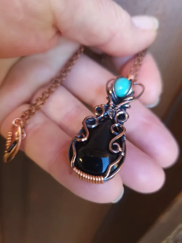 AZULA! Kingman Turquoise and Black Onyx. Gorgeous Pendant! Perfect blend of Gemstone Beautification! - Image 4