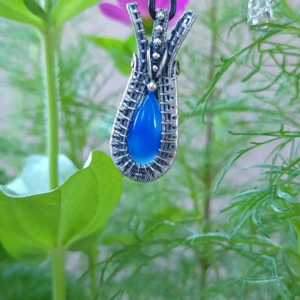 💙BLUE💙Chalcedony Sterling Silver Pendant - Image 4