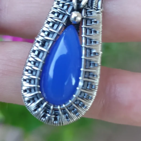 💙BLUE💙Chalcedony Sterling Silver Pendant - Image 9