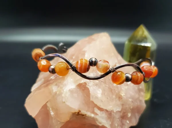 💥SALE💥Carnelian Copper Wrapped Bracelet! Faceted Natural Carnelian Healing Stones