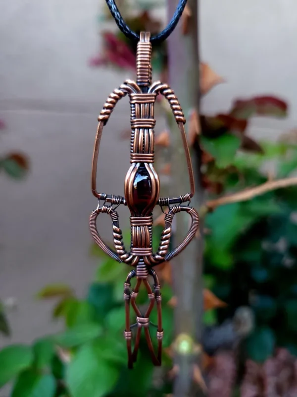 Garnet Talismam⚔️ Unisex Copper Wrapped Pendant - Image 3