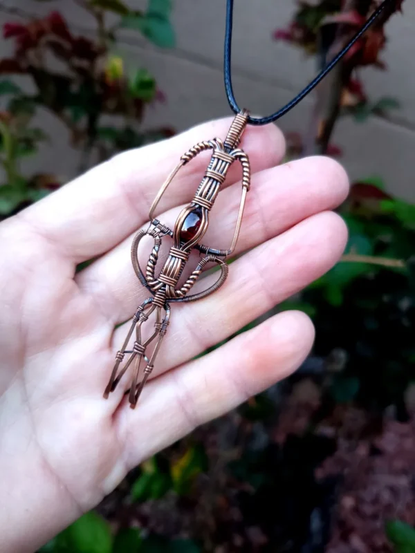 Garnet Talismam⚔️ Unisex Copper Wrapped Pendant - Image 4