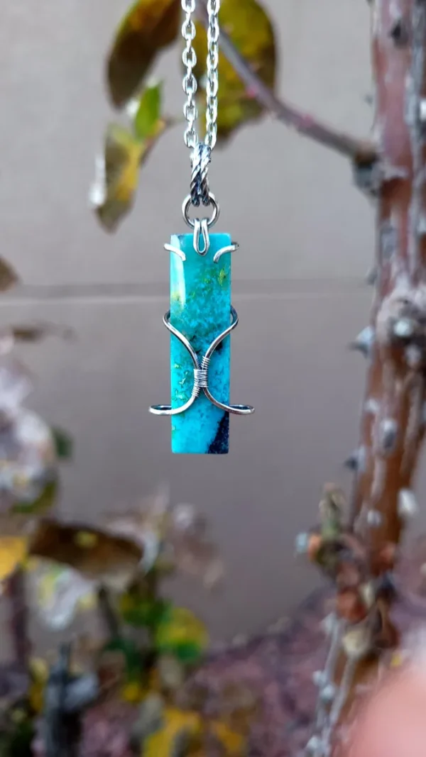 ~'Rare'~🌠Gem Silica🌠Chrysacola sterling silver pendant - Image 2