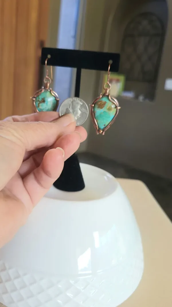 Kingman Turquoise copper earrings - Image 3