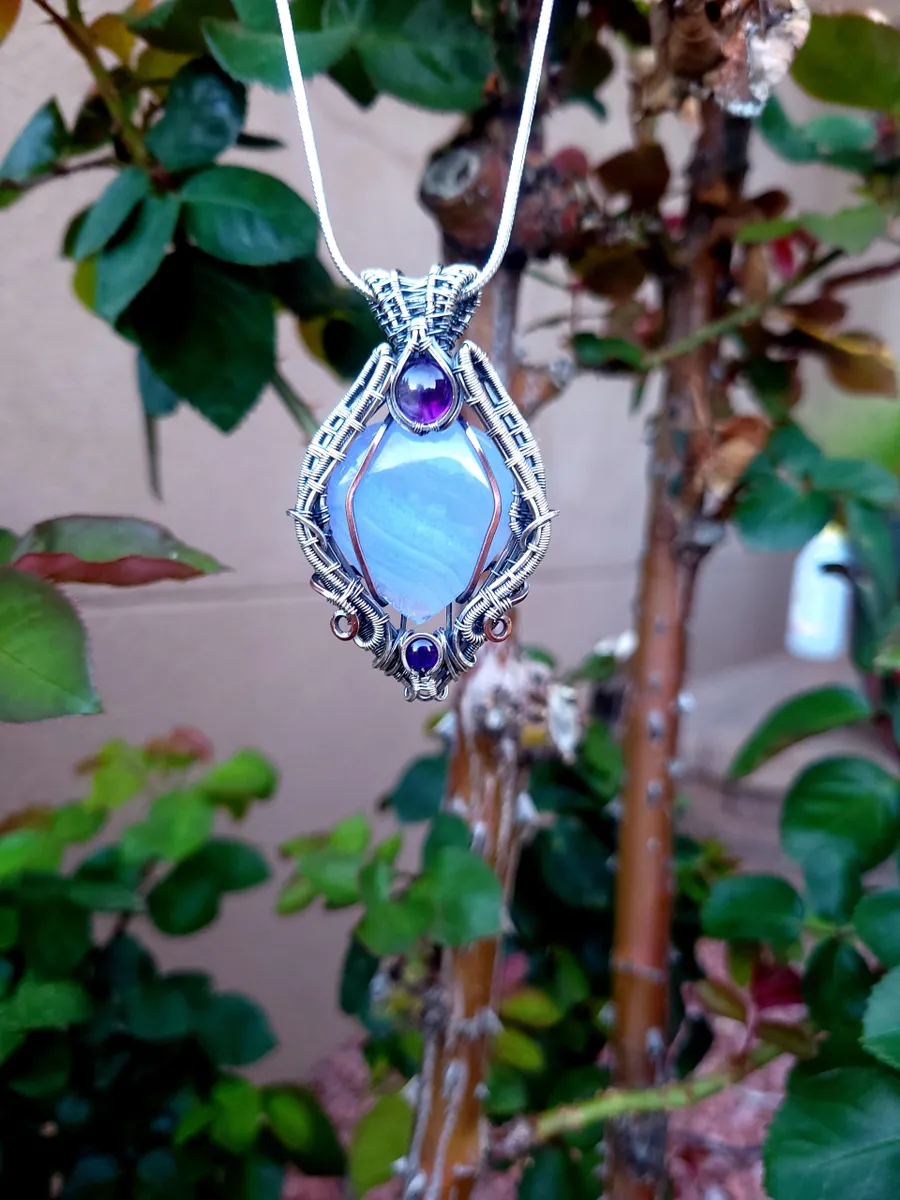 🌷GRACE🌷Lilac Agate & Brazilian Amethyst in .925 Sterling Silver. - Image 5