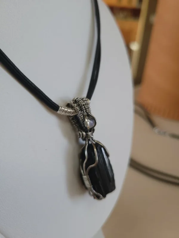 💥SALE💥Tourmoline UNISEX! 925 SS, Black◼️ Tourmoline & Moonstone Pendant🌛 - Image 4