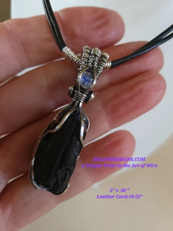 💥SALE💥Tourmoline UNISEX! 925 SS, Black◼️ Tourmoline & Moonstone Pendant🌛 - Image 5