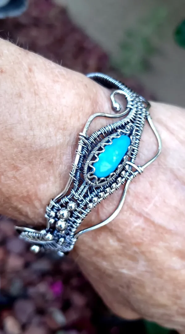 "Azure Elegance: Persian Turquoise Sterling Silver Bracelet"