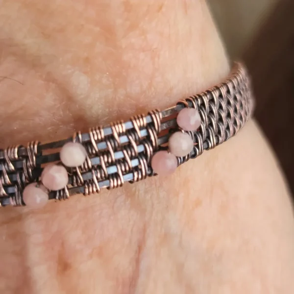 Petal's! Soft Pink Rhodochrosite Custom Copper Bracelet - Image 4