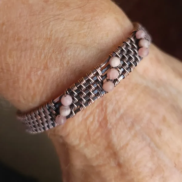 Petal's! Soft Pink Rhodochrosite Custom Copper Bracelet - Image 6