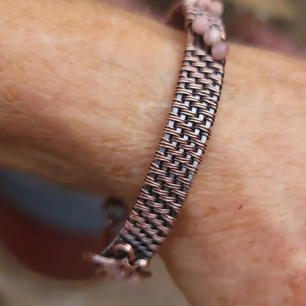 Petal's! Soft Pink Rhodochrosite Custom Copper Bracelet - Image 7