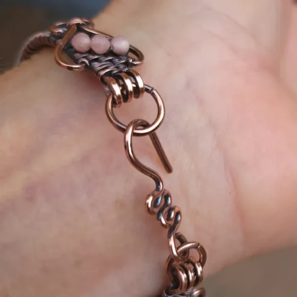 Petal's! Soft Pink Rhodochrosite Custom Copper Bracelet - Image 9