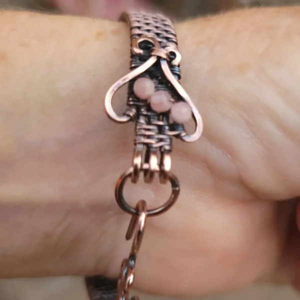 Petal's! Soft Pink Rhodochrosite Custom Copper Bracelet - Image 8