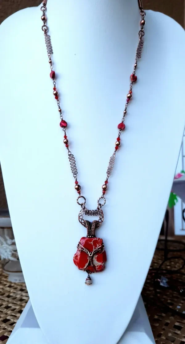 Red Jasper Custom Pendant and Hand Cut Necklace Chain