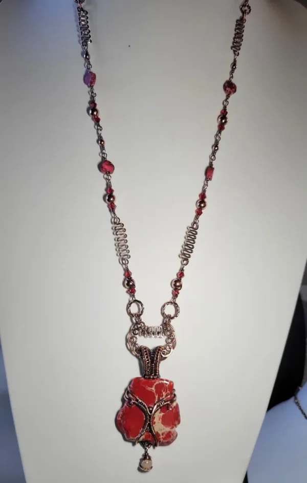 Red Jasper Custom Pendant and Hand Cut Necklace Chain - Image 4