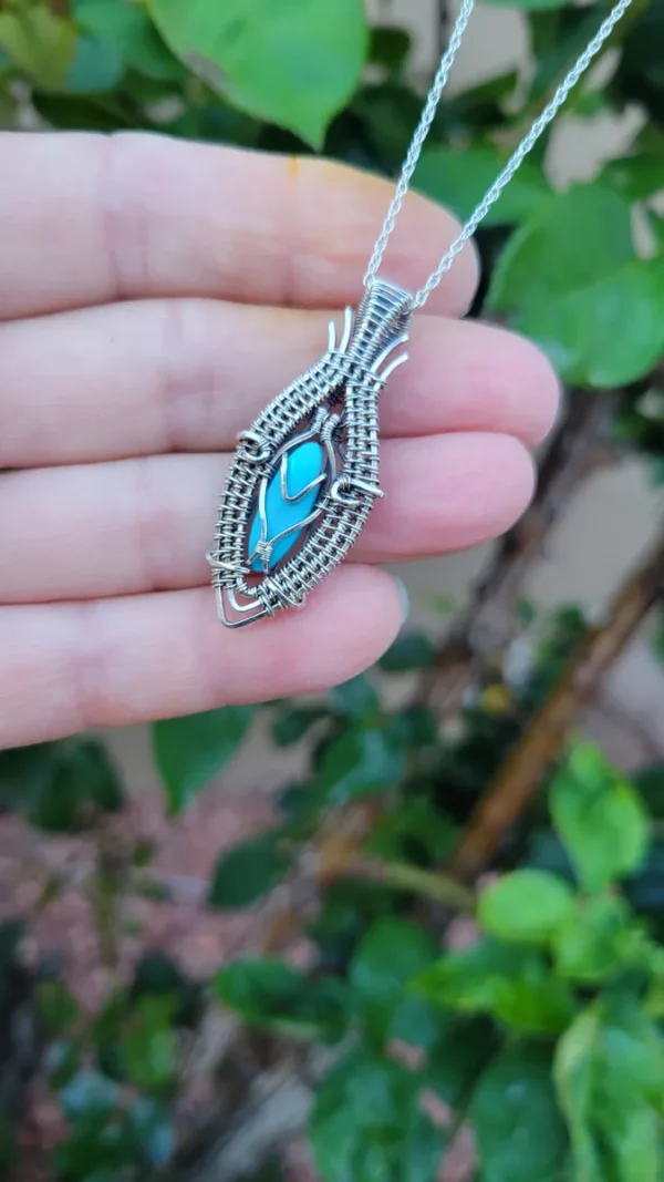 💠Sleeping Beauty's Whisper💠 Turquoise & Sterling Silver Pendant - Image 4