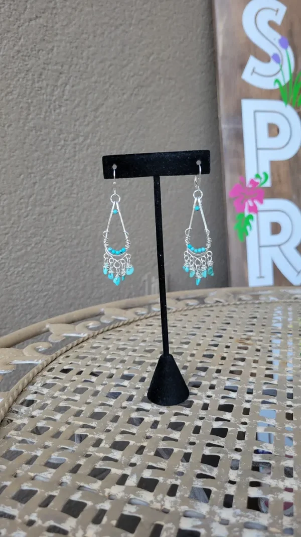 💠Turquoise & Sterling Silver Tear-Drop Earrings - Image 3