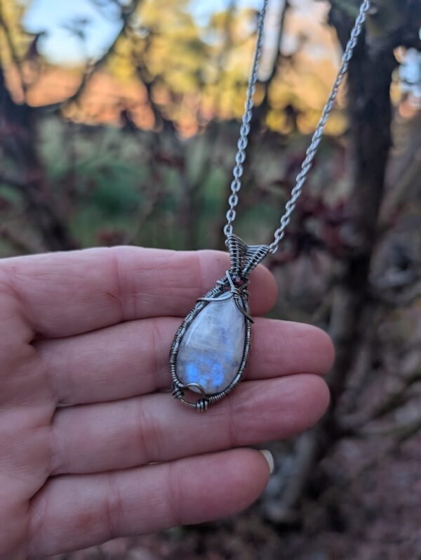 Moonstone and Garnet, Weaved in Sterling Silver - Image 5