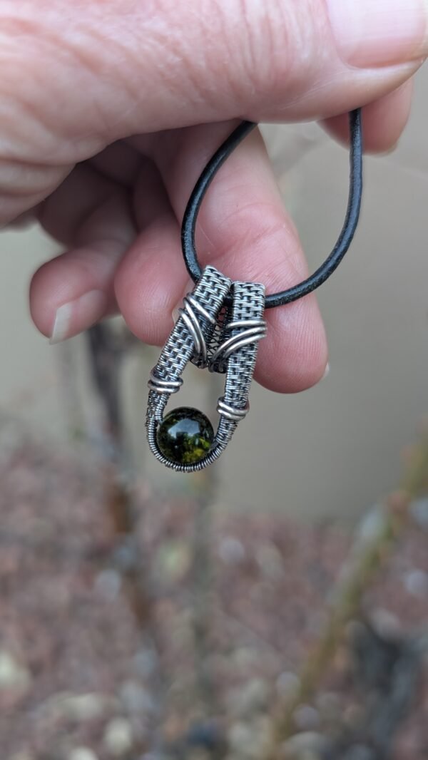 MOLDAVITE weaved in Sterling Silver