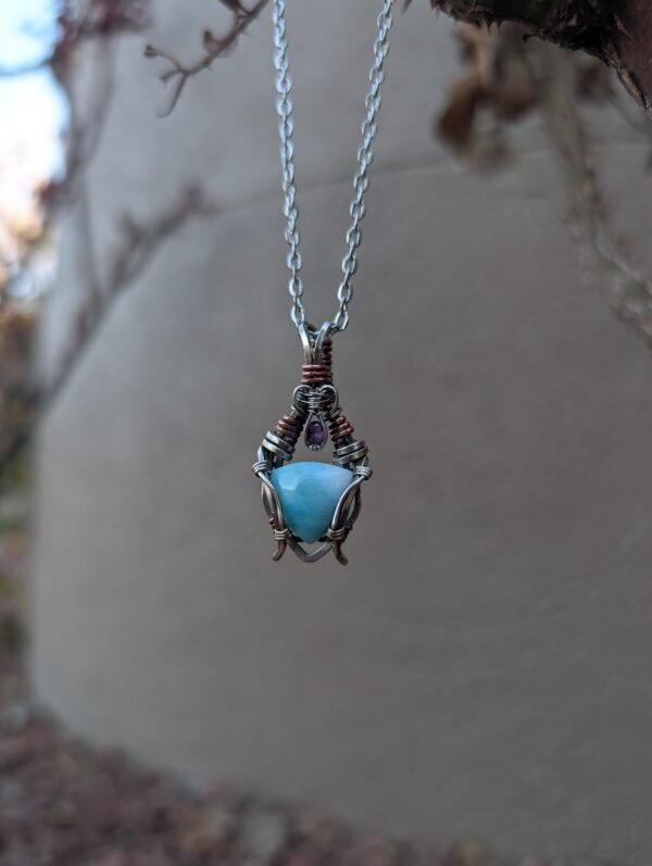 ALANTIS~ Larimar & Amethyst Sterling Silver Pendant - Image 5