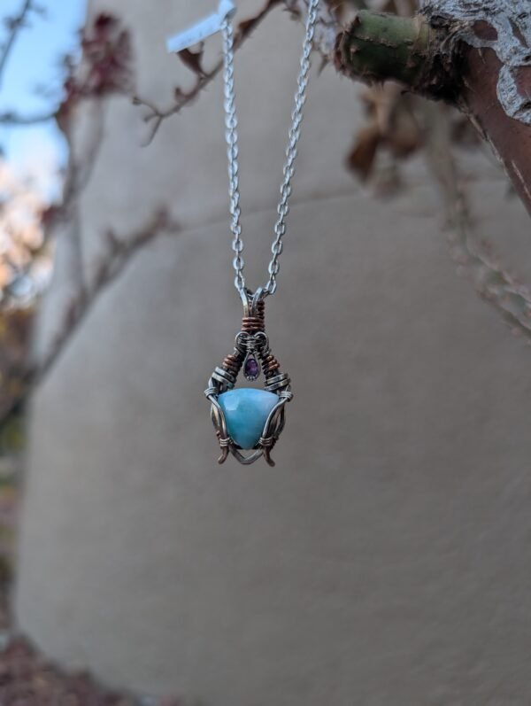 ALANTIS~ Larimar & Amethyst Sterling Silver Pendant - Image 4