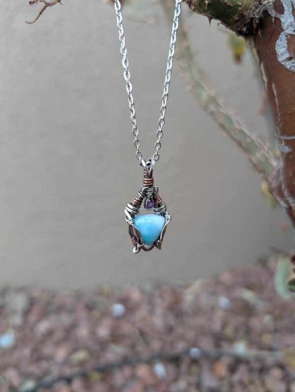 ALANTIS~ Larimar & Amethyst Sterling Silver Pendant - Image 2